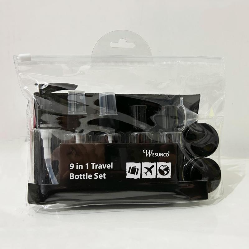 9pcs Toiletries Travel Bottles Set Leak Proof Cream Jars Spray For Women Men