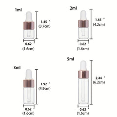 5Pcs Clear Mini Glass Dropper Bottle with Glass Pipette 1ml 2ml 3ml 5ml
