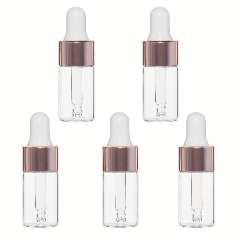 5Pcs Clear Mini Glass Dropper Bottle with Glass Pipette 1ml 2ml 3ml 5ml