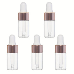 5Pcs Clear Mini Glass Dropper Bottle with Glass Pipette 1ml 2ml 3ml 5ml