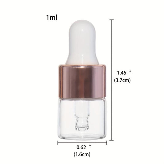 5Pcs Clear Mini Glass Dropper Bottle with Glass Pipette 1ml 2ml 3ml 5ml