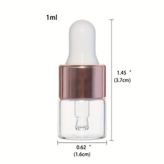 5Pcs Clear Mini Glass Dropper Bottle with Glass Pipette 1ml 2ml 3ml 5ml