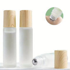 Refillable Glass Vial Roller Bottle Stainless Steel Ball Wood Lid 5 10ml