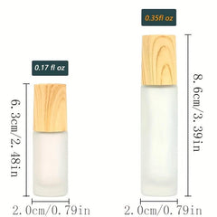 Refillable Glass Vial Roller Bottle Stainless Steel Ball Wood Lid 5 10ml