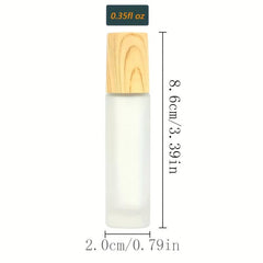 Refillable Glass Vial Roller Bottle Stainless Steel Ball Wood Lid 5 10ml