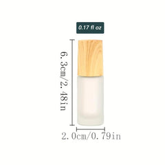 Refillable Glass Vial Roller Bottle Stainless Steel Ball Wood Lid 5 10ml