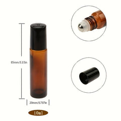 24pcs 10ml Amber Glass Roller Bottles for Essential Oils with Roller Balls