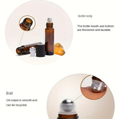 24pcs 10ml Amber Glass Roller Bottles for Essential Oils with Roller Balls