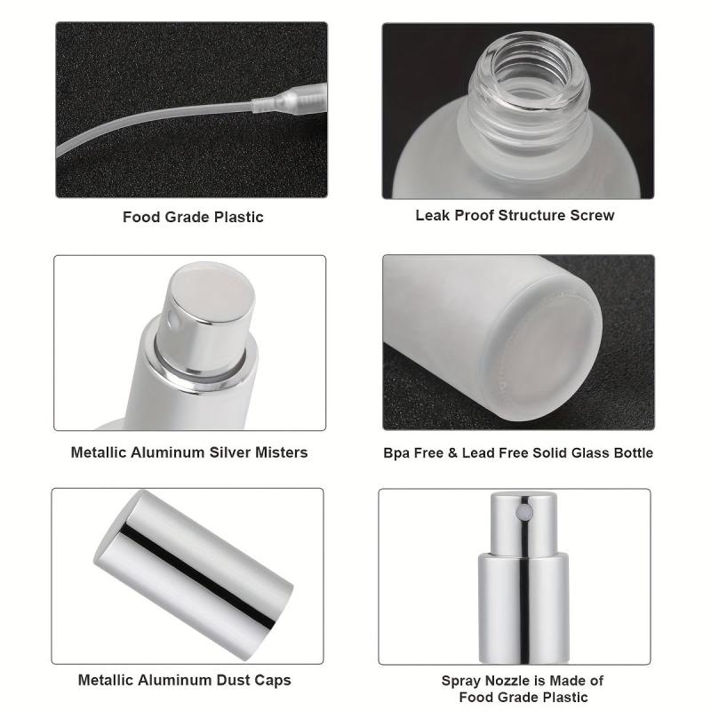 4Pcs 3.4oz Frosted Glass Spray Bottles Refillable Perfume Atomizer