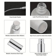 4Pcs 3.4oz Frosted Glass Spray Bottles Refillable Perfume Atomizer