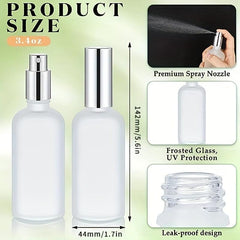 4Pcs 3.4oz Frosted Glass Spray Bottles Refillable Perfume Atomizer
