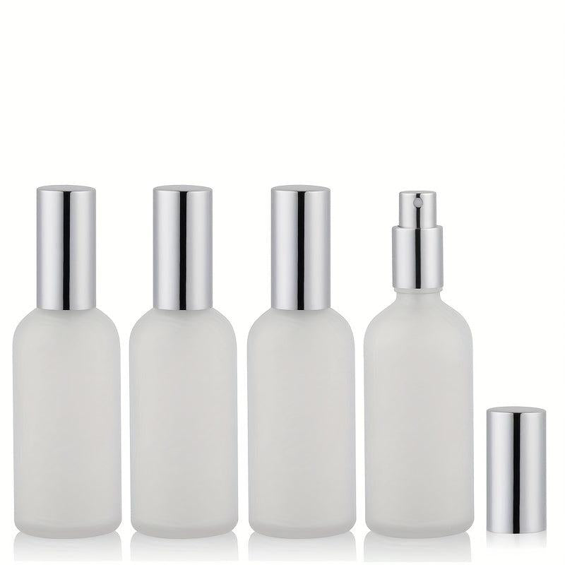 4Pcs 3.4oz Frosted Glass Spray Bottles Refillable Perfume Atomizer