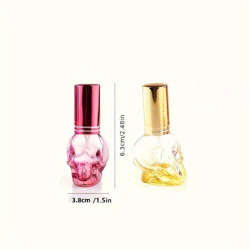 2pcs Skull Shape Glass Spray Perfume Bottle 8ml Mini Travel Refillable Atomizer