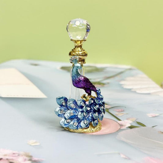 Antique Peacock Perfume Bottle Vintage Decorative Crystal Vials