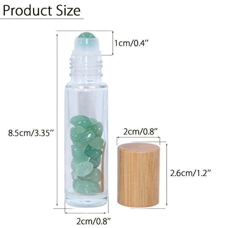 10pc 10ml Clear Glass Roller Bottles With Natural Crystal Gemstone Roller Balls