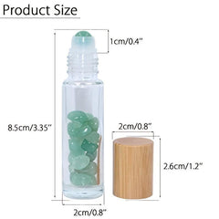 10pc 10ml Clear Glass Roller Bottles With Natural Crystal Gemstone Roller Balls