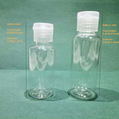 2pcs Clear PET Squeeze Bottles w/ Screw Cap 30ml & 50ml Leakproof Dispensing