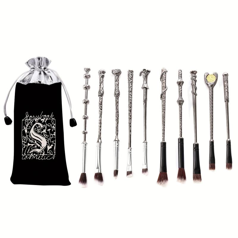 10pcs Silver Magic Eyeshadow Makeup Tools Set Gift For Girls