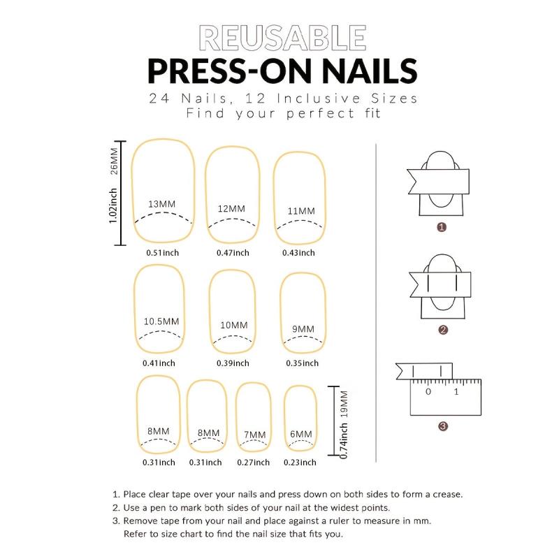 Marble Print Medium Coffin Press On Nails with Golden Foil - 24pcs