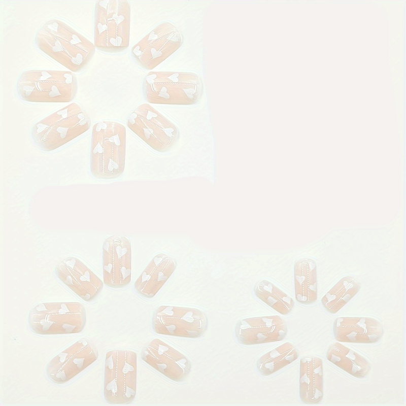 24pcs Glossy Heart Press On Nails Full Cover Acrylic False Nails
