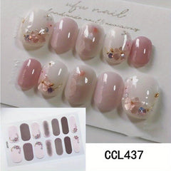 Glossy 3D Nail Strips Full Wraps - DIY Self Adhesive Stickers