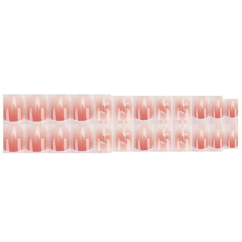 24 pcs Pink Cloudy Press On Nails Easy to Apply and Remove False Nails