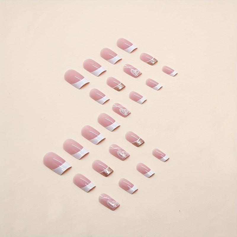24pcs Square Acrylic Nails Set with Nail Glue