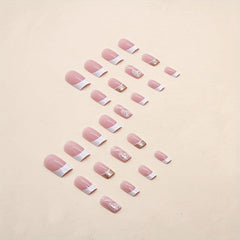 24pcs Square Acrylic Nails Set with Nail Glue