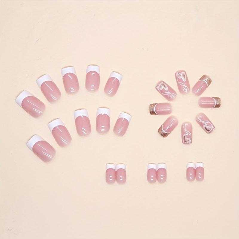 24pcs Square Acrylic Nails Set with Nail Glue