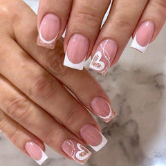 24pcs Square Acrylic Nails Set with Nail Glue