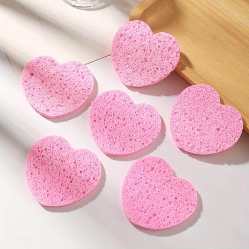 6pcs Heart Shape Facial Sponge for Gentle Exfoliating