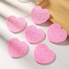 6pcs Heart Shape Facial Sponge for Gentle Exfoliating