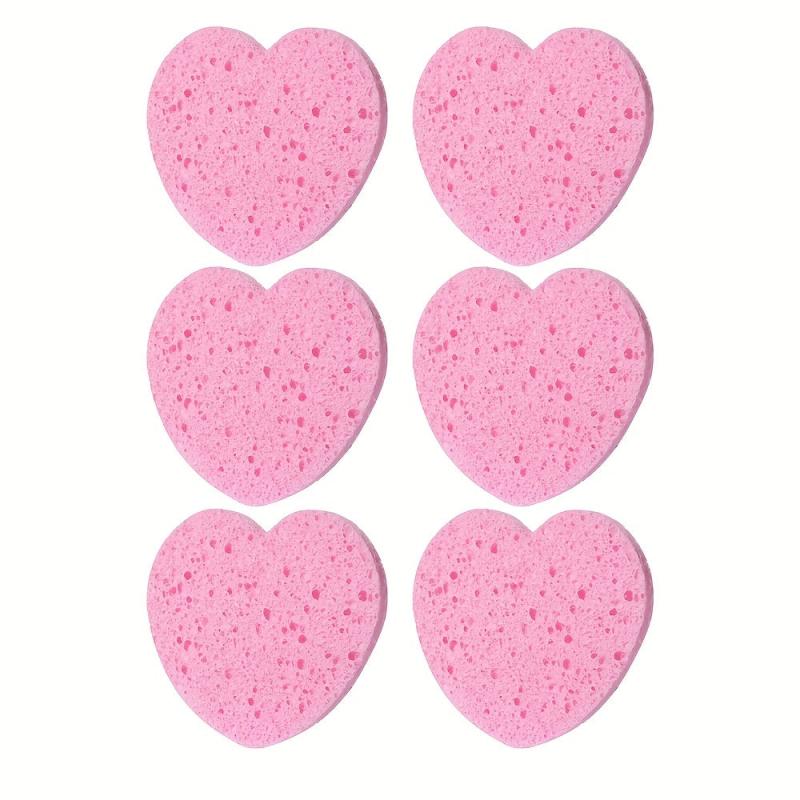 6pcs Heart Shape Facial Sponge for Gentle Exfoliating