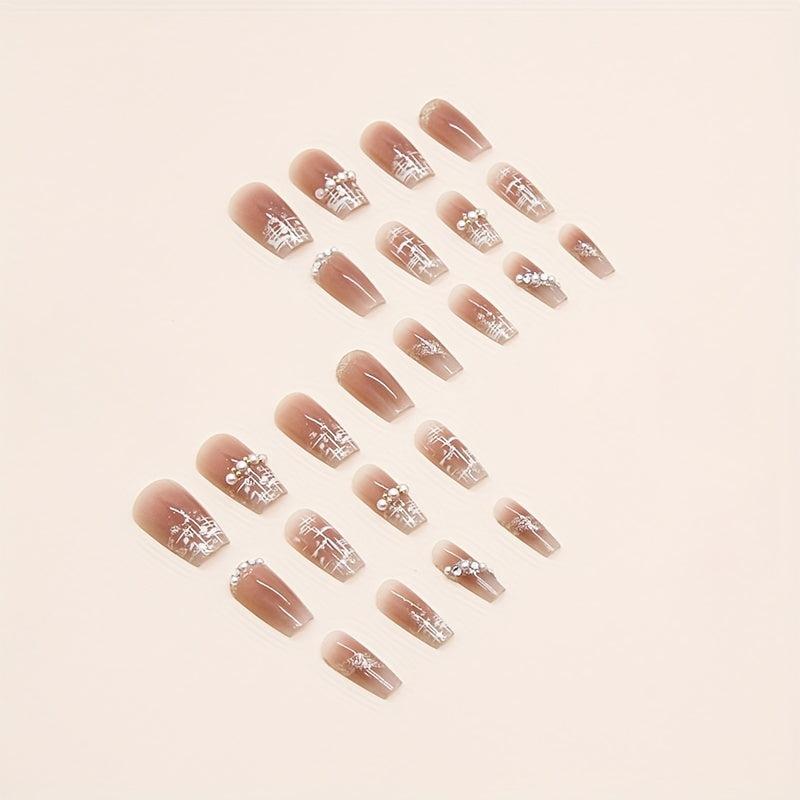 Spring Pearl Nail Art Short Ballet Nail Wear - Y2K