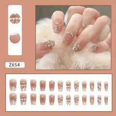 Spring Pearl Nail Art Short Ballet Nail Wear - Y2K