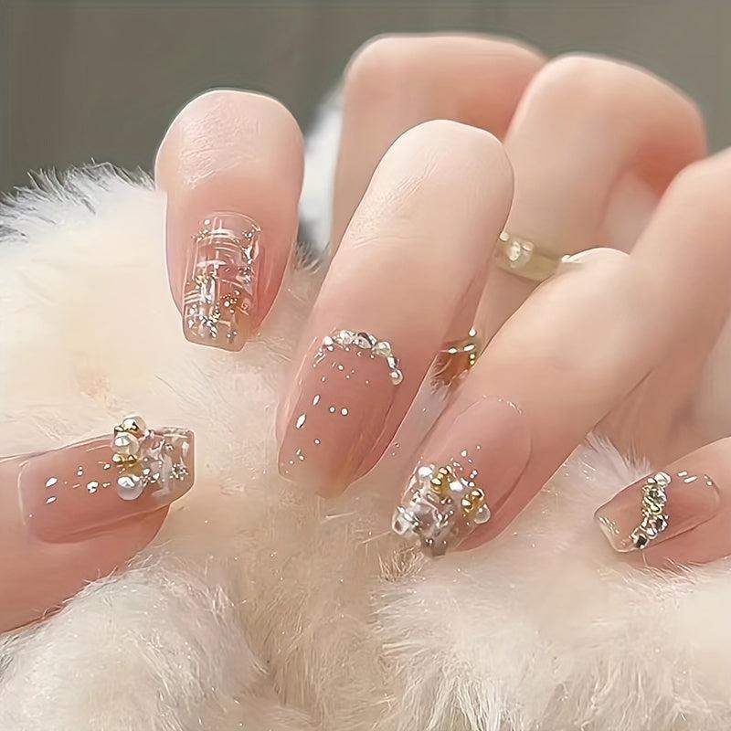 Spring Pearl Nail Art Short Ballet Nail Wear - Y2K