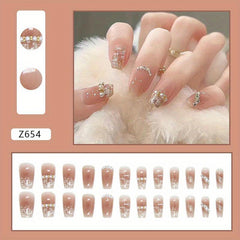 Spring Pearl Nail Art Short Ballet Nail Wear - Y2K
