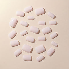 24pcs Pink Press On Nails Full Coverage Short Square False Nails for Women