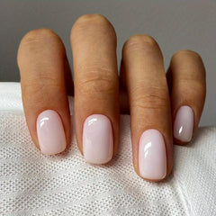 24pcs Pink Press On Nails Full Coverage Short Square False Nails for Women