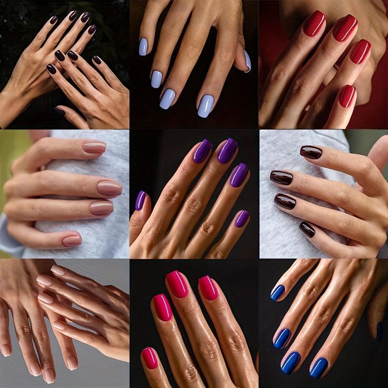 24pcs Glossy Nude Acrylic Nails Square Tips for Full Coverage False Nails