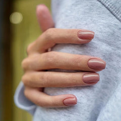 24pcs Glossy Nude Acrylic Nails Square Tips for Full Coverage False Nails