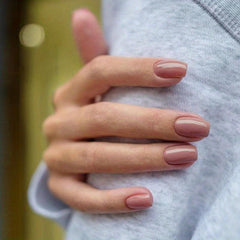 24pcs Glossy Nude Acrylic Nails Square Tips for Full Coverage False Nails