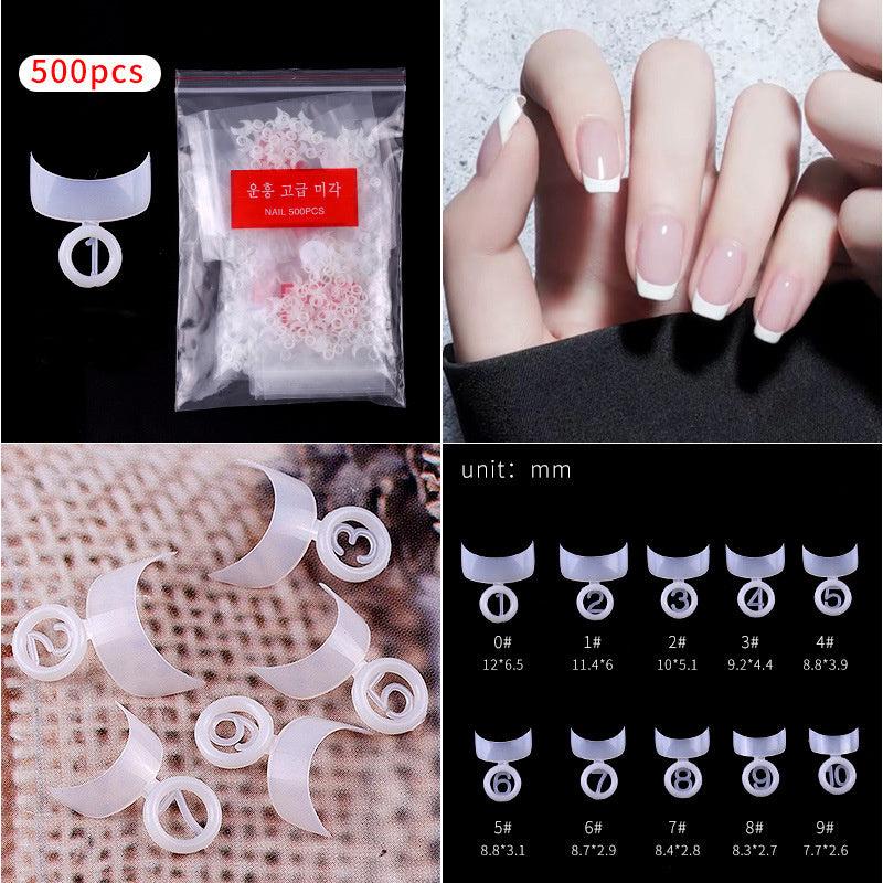 500 pcs Clear Short Acrylic Extension French Nail Tips for Half Cover Nails