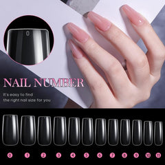 600pcs Clear Gel Nail Tips Full Cover Medium Square Shape False Nails