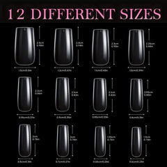 600pcs Clear Gel Nail Tips Full Cover Medium Square Shape False Nails