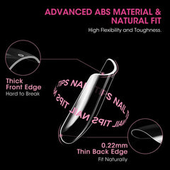 600pcs Clear Gel Nail Tips Full Cover Medium Square Shape False Nails