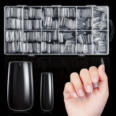 600pcs Clear Gel Nail Tips Full Cover Medium Square Shape False Nails