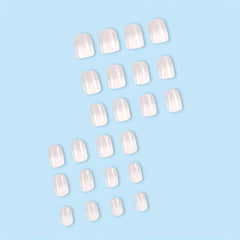 24Pcs Gradient False Nails Short Square French Tip Glossy Transparent