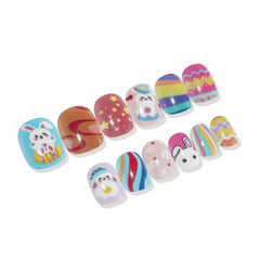 24 Pcs Easter Short Press On Nails False Nails For Girls