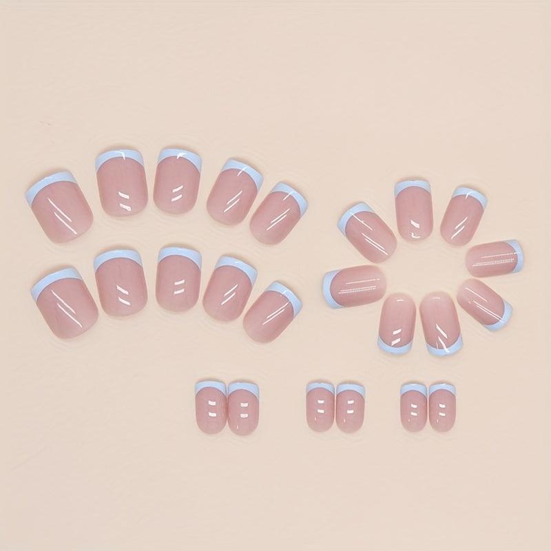 24pcs Glittery French Tips Press On Nails Acrylic Stick On Nails